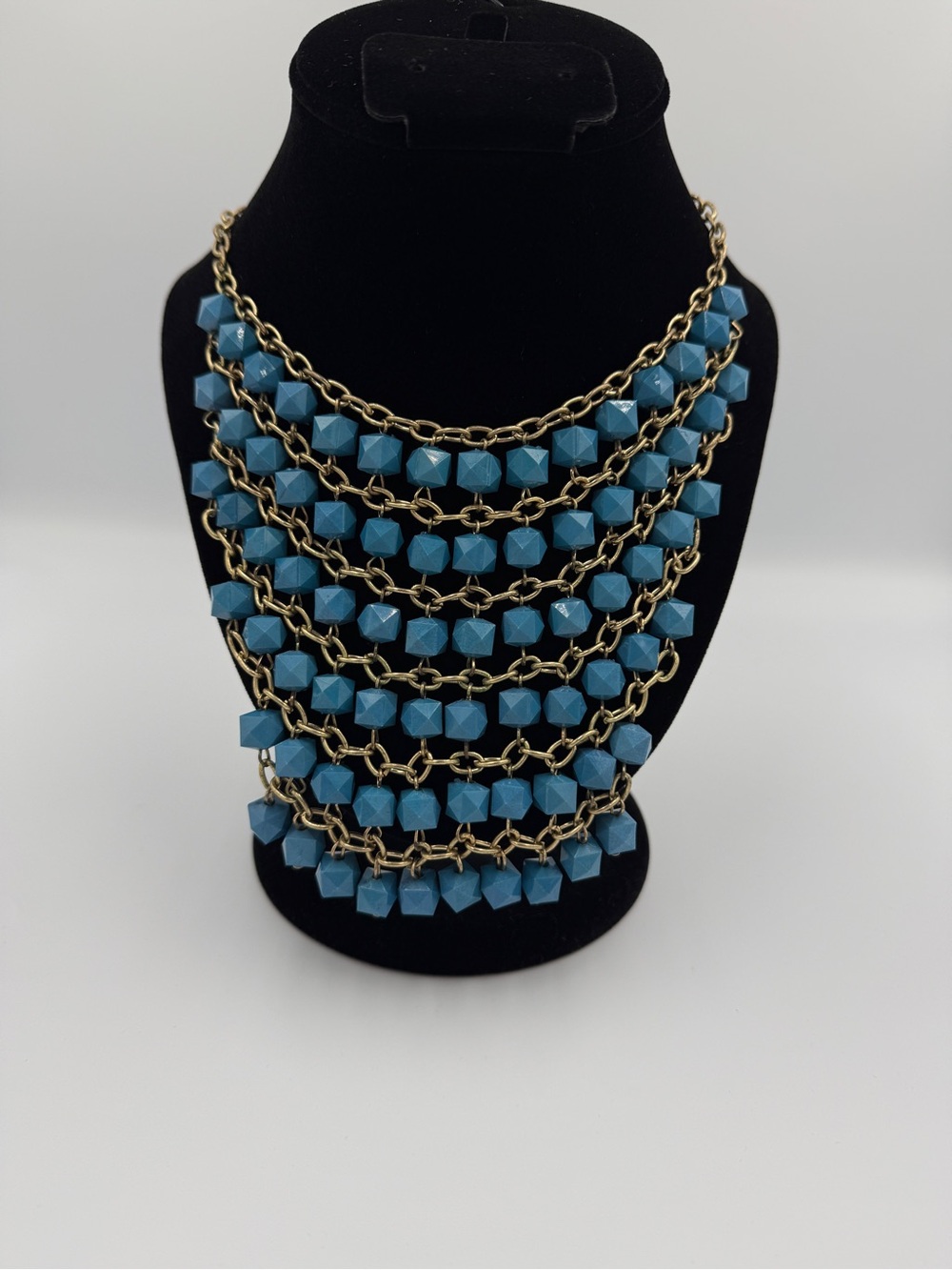 Teal Multi-Strand Beaded Statement Necklace - Unbranded